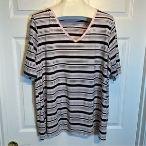 Lane Bryant Striped Short Sleeve Shirt